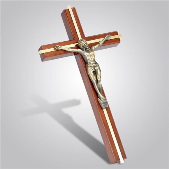 Crucifix Wall Cross, Handmade Catholic Wooden Crosses Wall Decor, 10 Inch - Picture 6 of 6